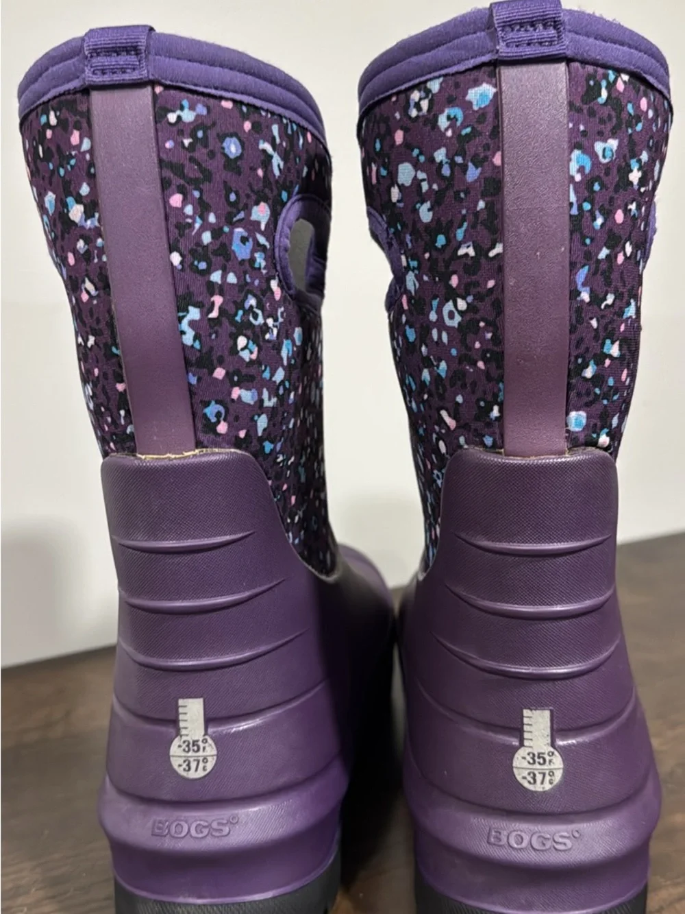 Bogs Kids Purple Patterned Pull-On Rain Boots